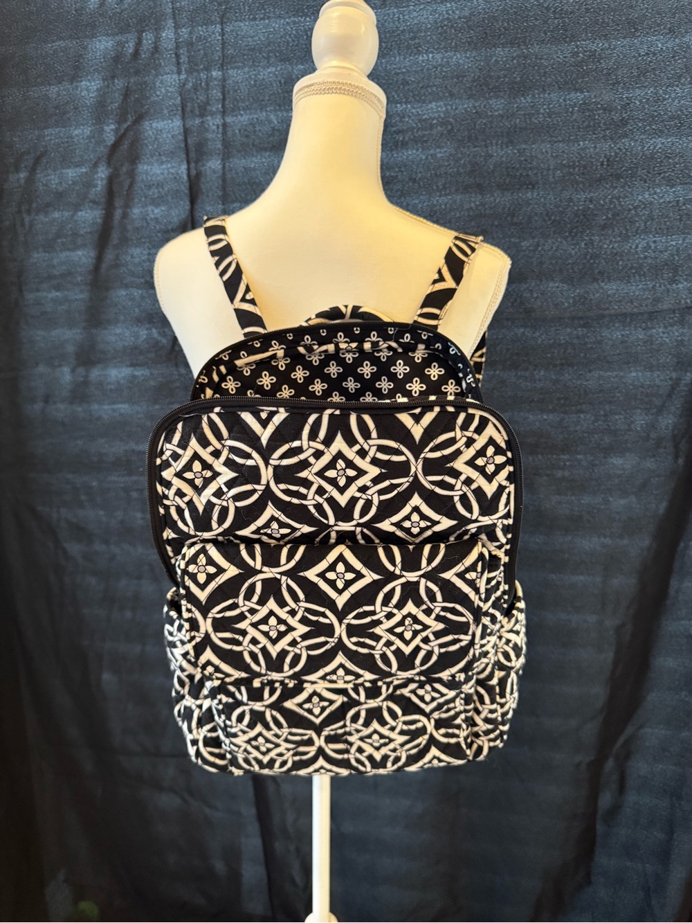 Vera Bradley Black & White Patterned Quilted Backpack